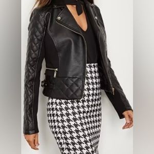 Quilted Faux Leather Moto Jacket